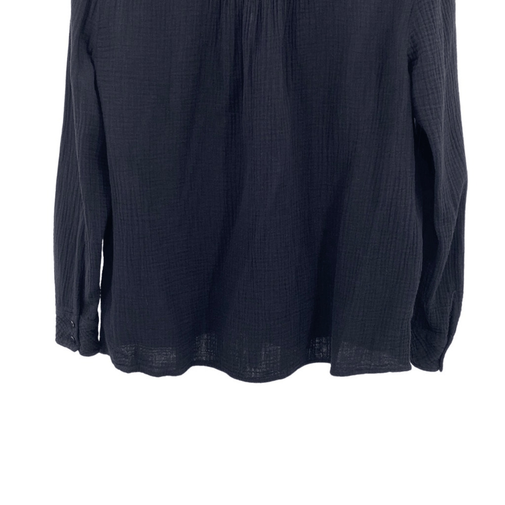 1. State Black Cotton Collared Split Neck Long Sl… - image 8